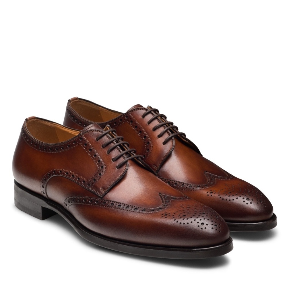 Men’s Magnanni Wingtip Rich Brown Oxford Dress Shoes